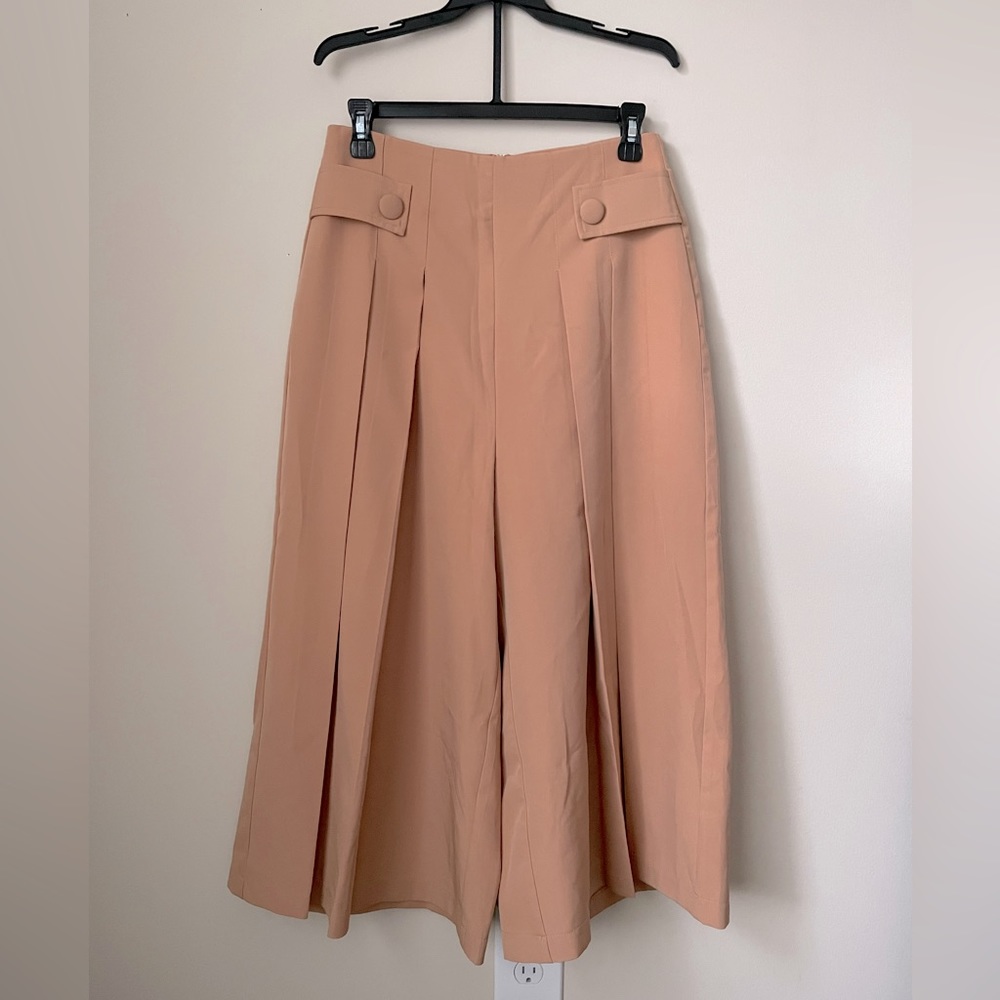 Tan Culotte / Palazzo Pants - Georgette Material with wrinkle free pleats!